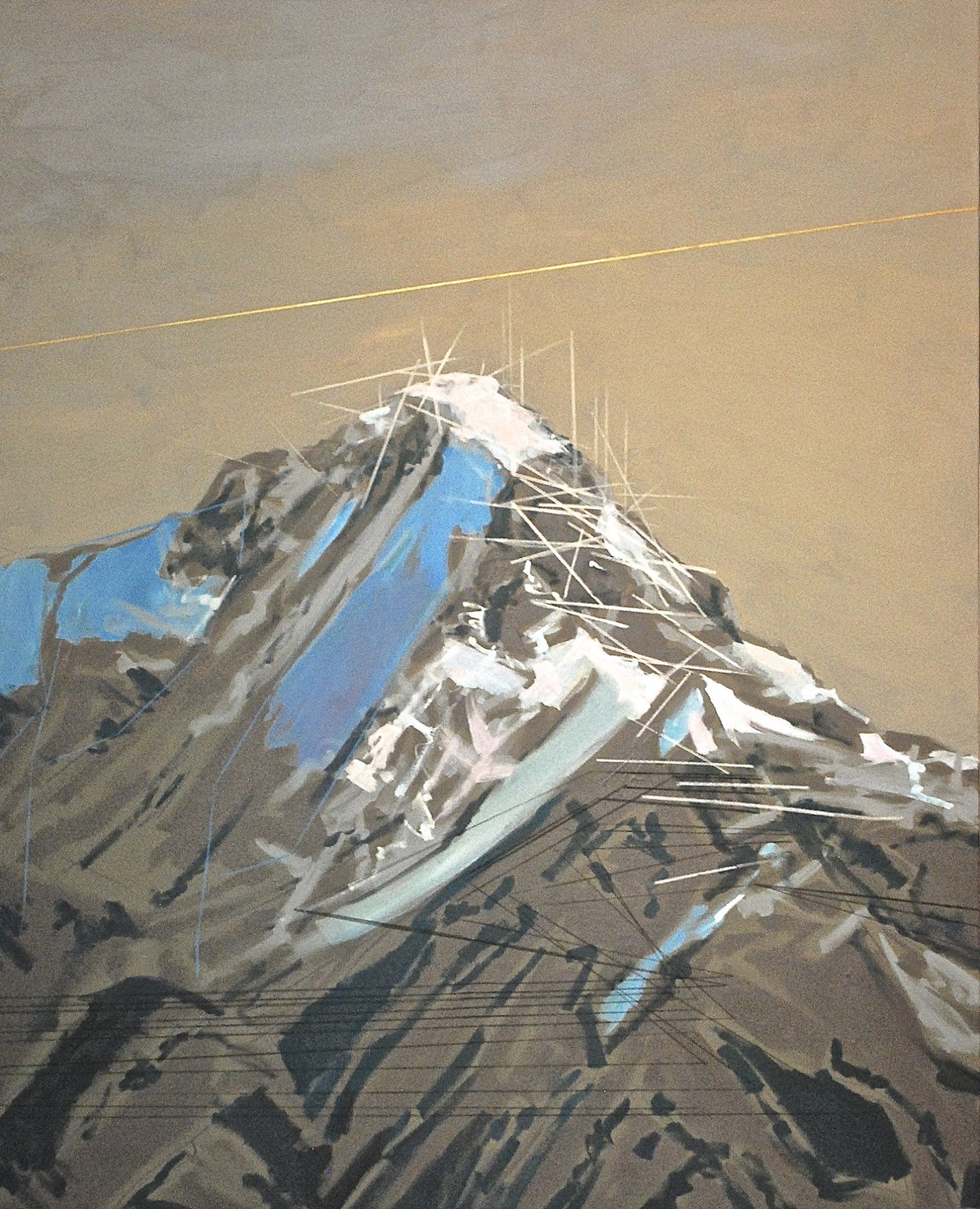 Drain, mixed media mountain painting by Michel St. Hilaire | Effusion Art Gallery, Invermere BC