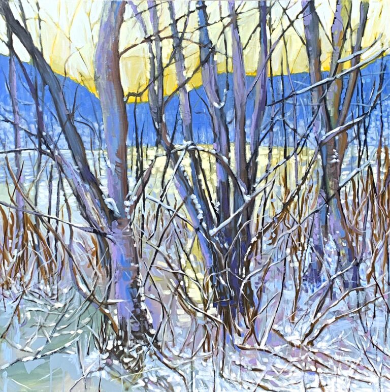 Forest Visions VI, oil winter landscape painting by Stephanie Taylor | Effusion Art Gallery, Invermere BC