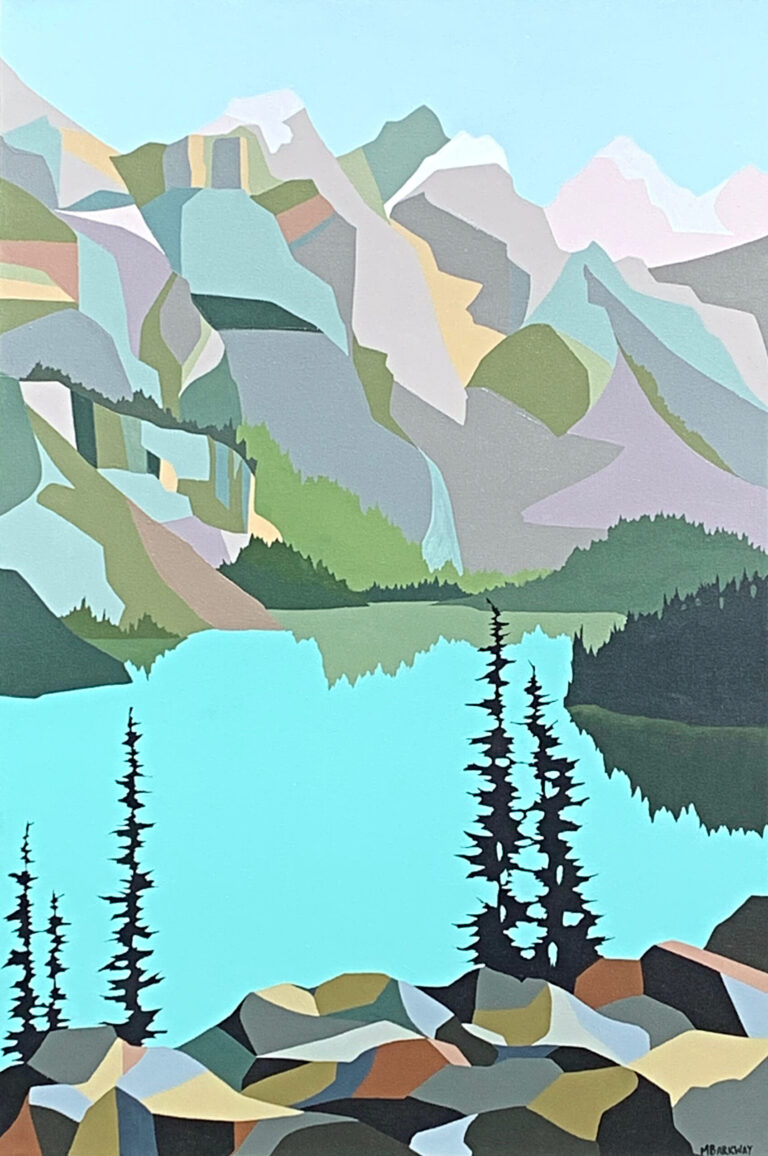 The Money Shot, original acrylic landscape of Moraine Lake by Michelle Barkway | Effusion Art Gallery, Invermere BC