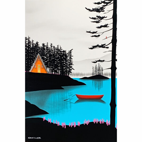Paddler's Paradise, mixed media landscape painting by Natasha Miller | Effusion Art Gallery, Invermere BC