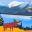And What Have You, mixed media landscape and moose painting by Cody Pendleton | Effusion Art Gallery, Invermere BC