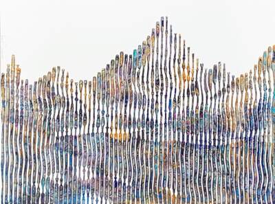 The Rocky Mountain of My Heart, 3-D mixed media mountain landscape painting by Virginie Schroeder | Effusion Art Gallery, Invermere BC