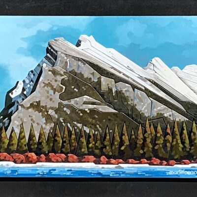 Rundle in Autumn, 3-D mixed media Mount Rundle landscape painting by Mark Farand | Effusion Art Gallery, Invermere BC