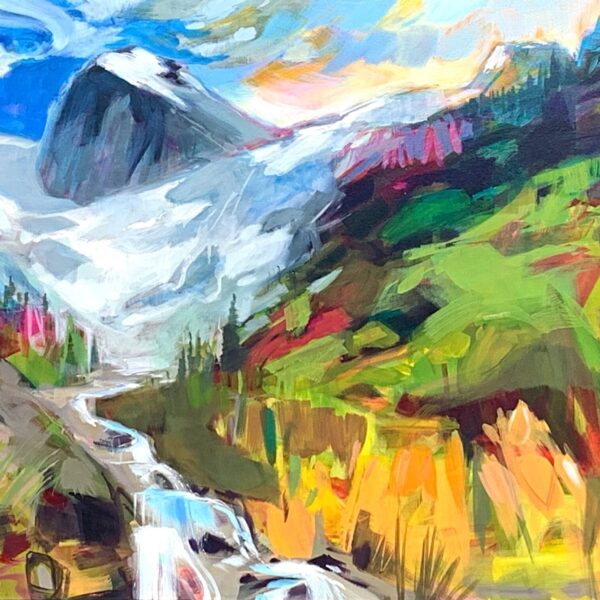 Stories of the Bugaboos, acrylic landscape painting by Becky Holuk | Effusion Art Gallery, Invermere BC