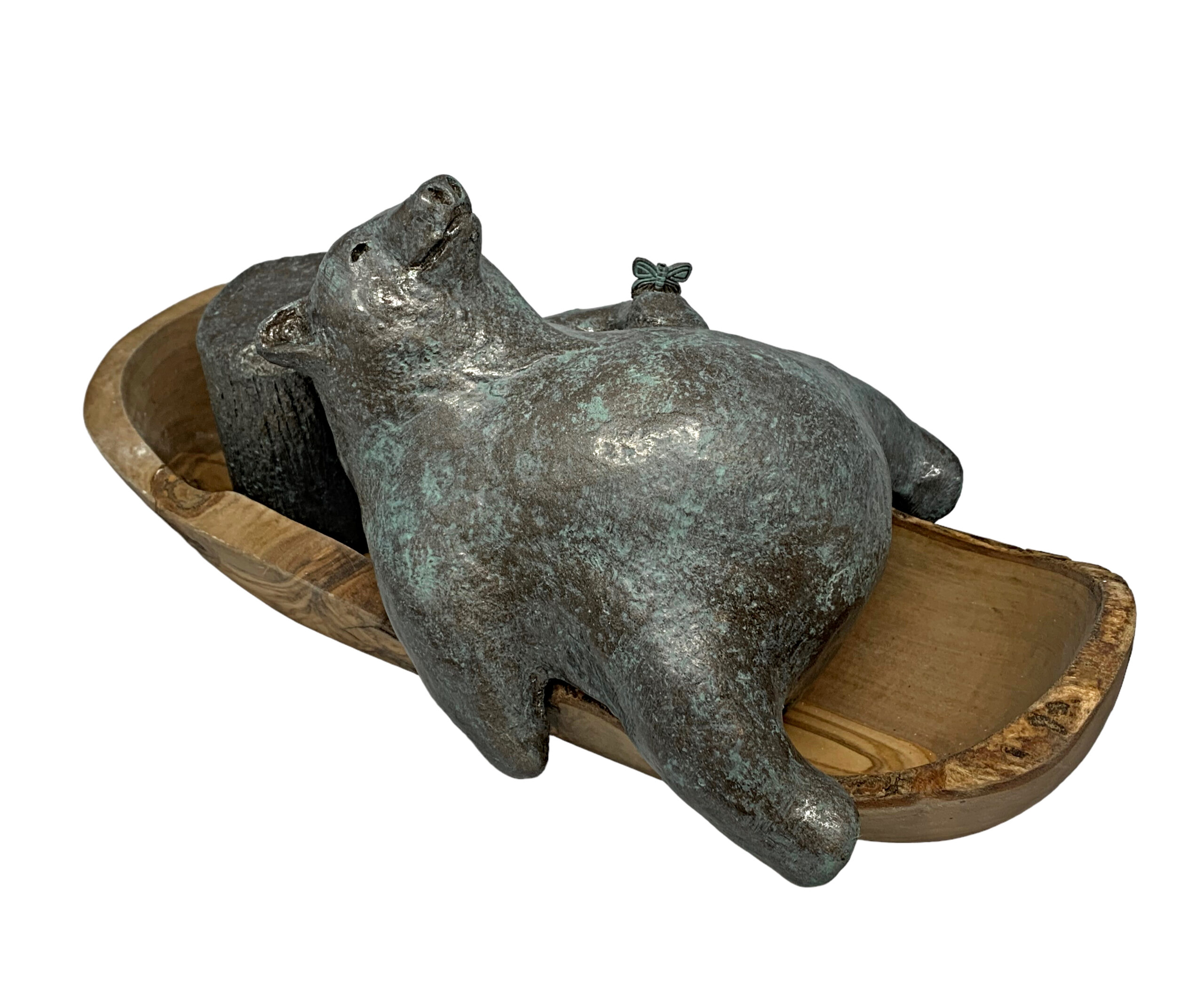 Life is Good - Kayak, mixed media bear sculpture by Karin Taylor | Effusion Art Gallery, Invermere BC
