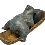 Life is Good - Kayak, mixed media bear sculpture by Karin Taylor | Effusion Art Gallery, Invermere BC