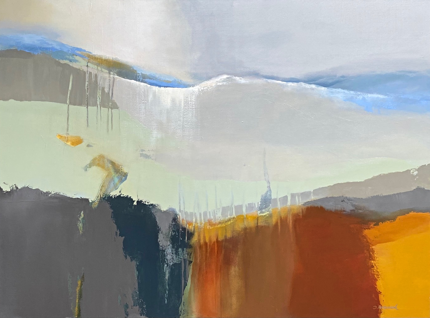 Glimpse, acrylic loose landscape painting by Jane Bronsch | Effusion Art Gallery, Invermere BC