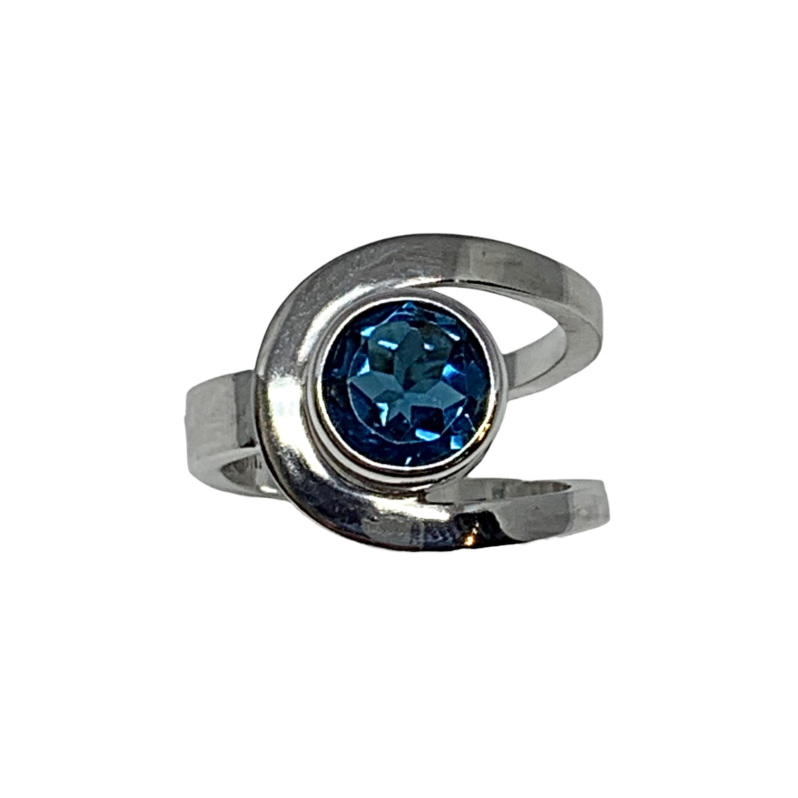 Handmade silver + 2.5 ct London blue topaz ring by A&R Jewellery | Effusion Art Gallery, Invermere BC