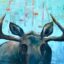Forest King mixed media moose painting by Connie Geerts | Effusion Art Gallery, Invermere BC