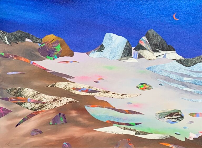 Melting Veil, mixed media landscape painting of the Bugaboos Silver Basin by Joel Masewich | Effusion Art Gallery, Invermere BC