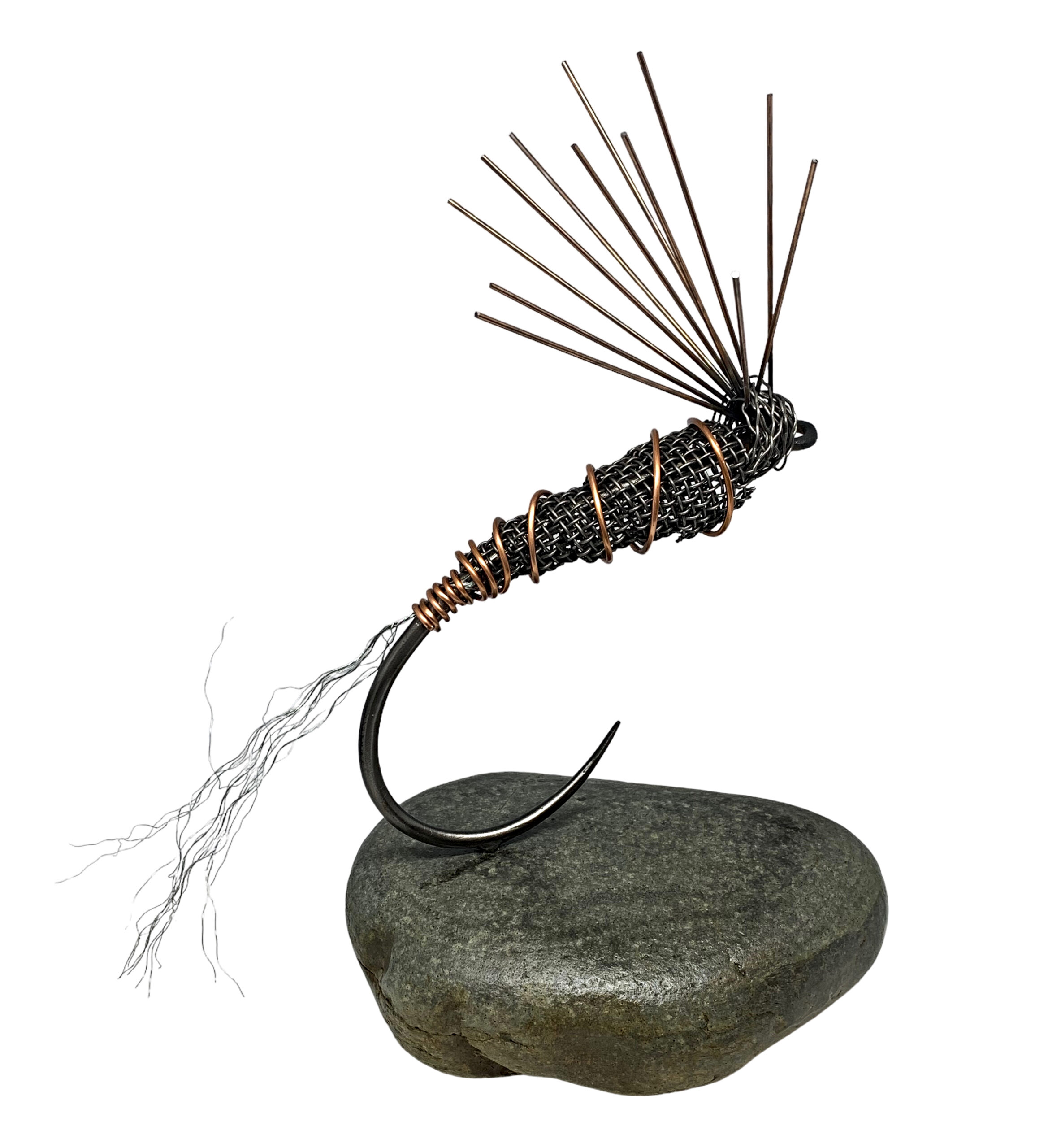Toby Creek, mixed media fly fishing lure sculpture by Paul Reimer | Effusion Art Gallery, Invermere BC