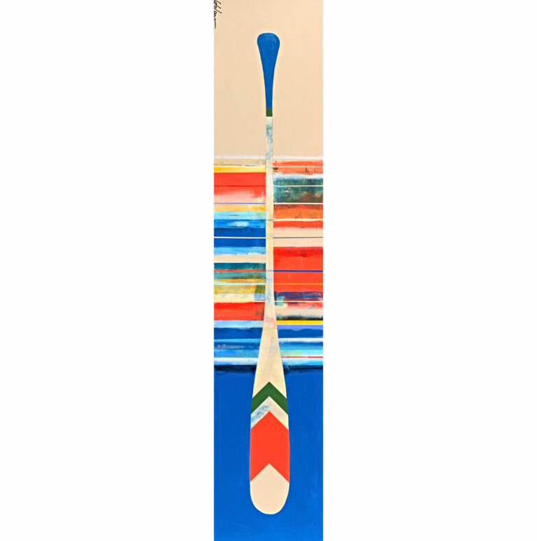 Rapide sauvage, mixed media paddle painting by Sylvain Leblanc | Effusion Art Gallery, Invermere BC
