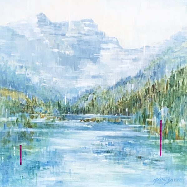 Presence of Mind, original mountain lake landscape painting by Gina Sarro | Effusion Art Gallery, Invermere BC