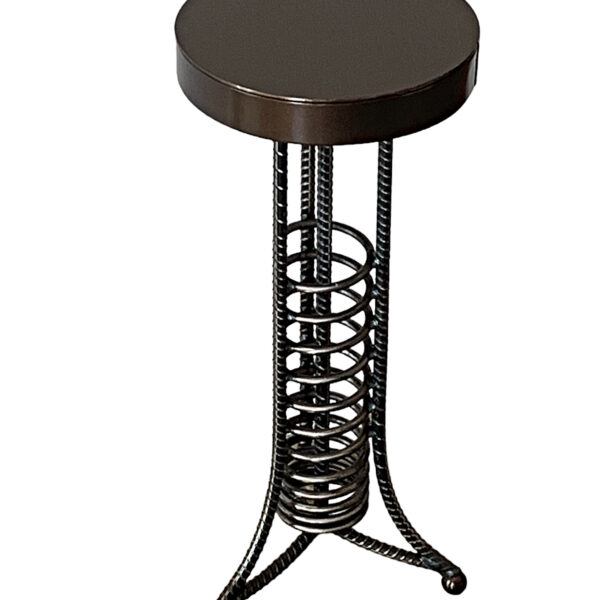 Alpine Side Table 7, reclaimed steel with a bronze pearl top by Wendy Stone | Effusion Art Gallery, Invermere BC