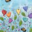 Just Bee 135, Original encaustic bee + rainbow heart flower painting by Brenda Walker | Effusion Art Gallery, Invermere BC