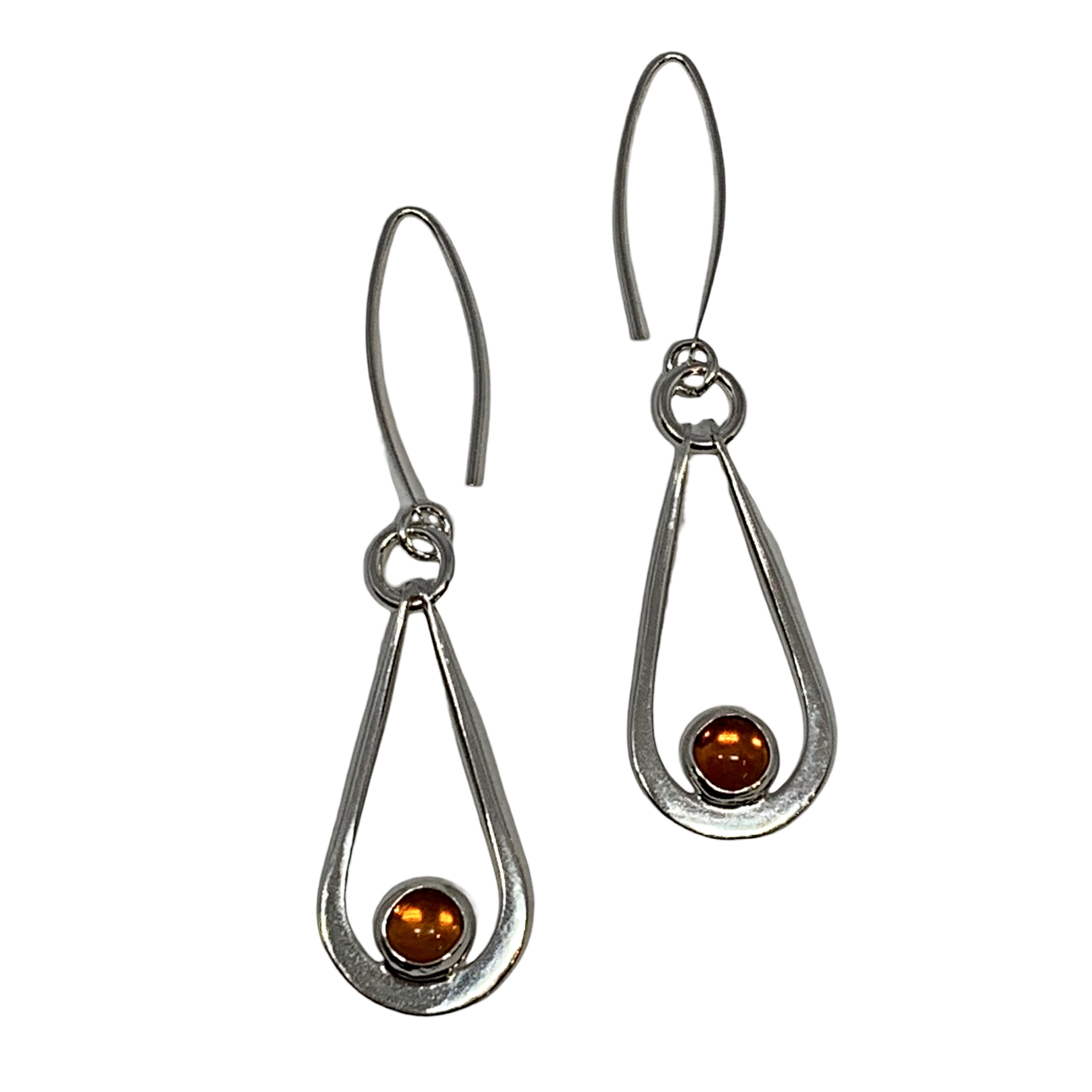 Handmade silver + amber earrings by A&R Jewellery at Effusion Art Gallery in Invermere, BC.