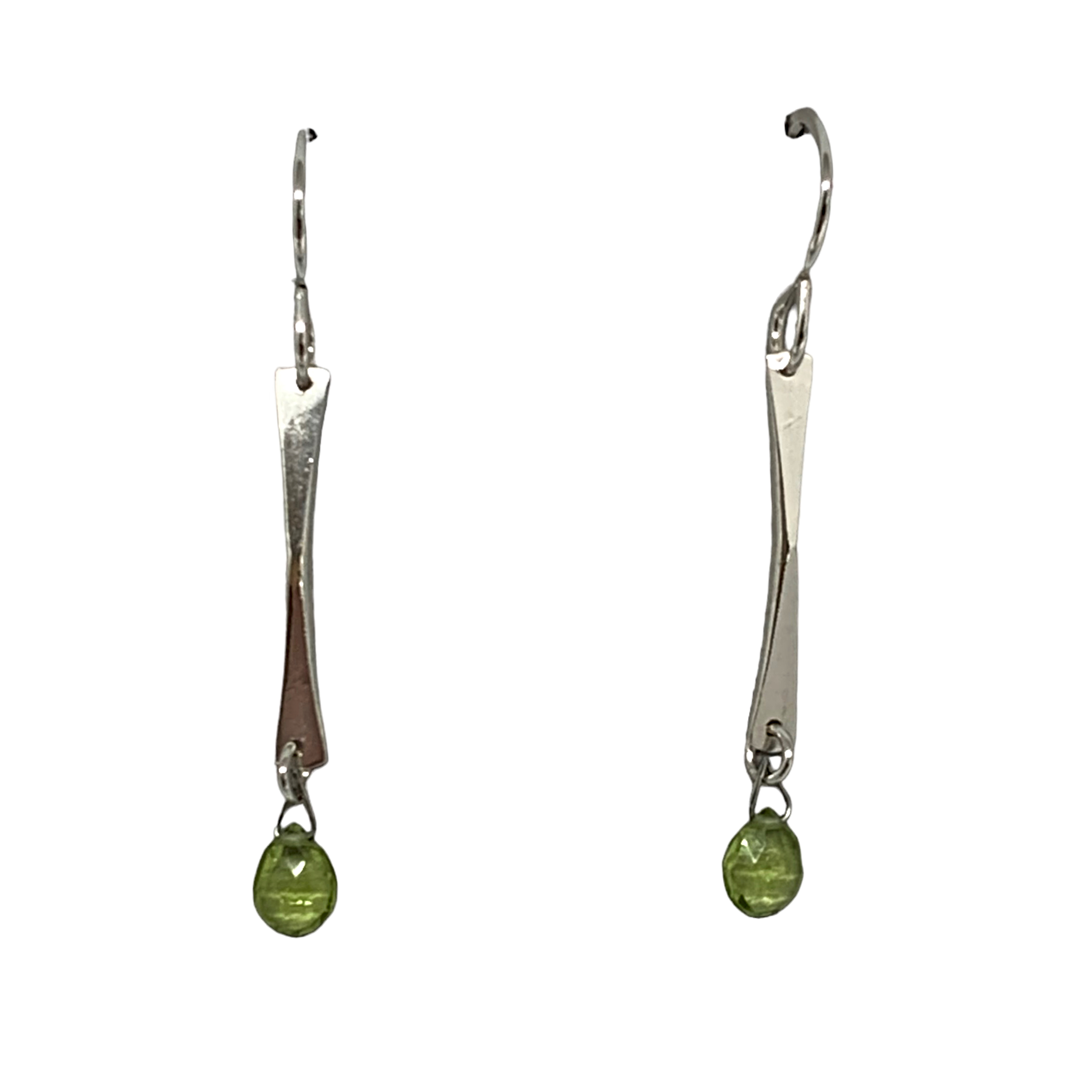 Handmade silver + peridot earrings by A&R Jewellery at Effusion Art Gallery in Invermere, BC.