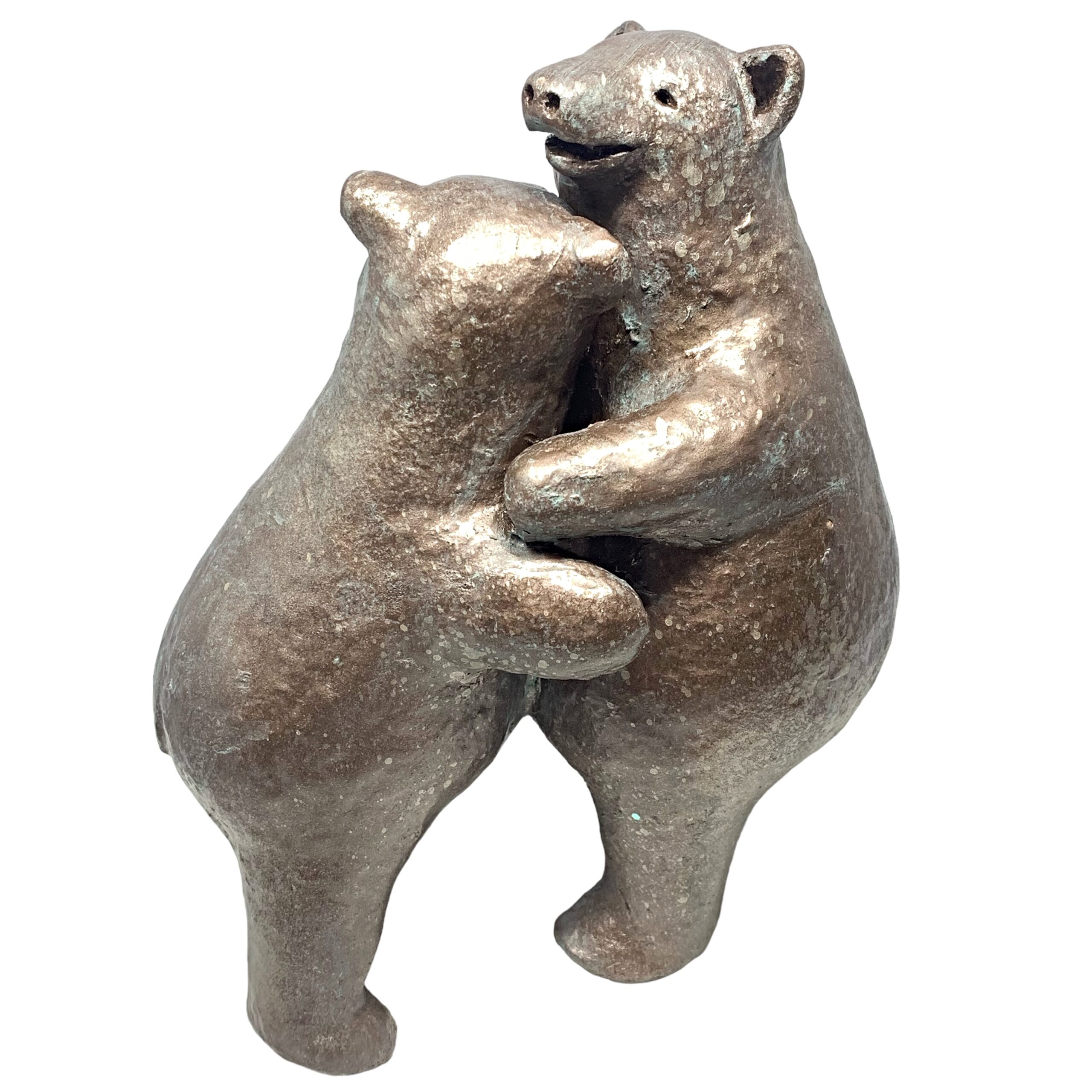 Group Hug, cute hugging mixed media bear sculptures by Karin Taylor at Effusion Art Gallery in Invermere, BC.