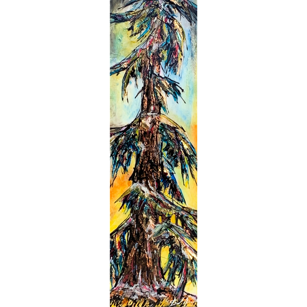 In the Past Again, original mixed media tree painting by David Zimmerman | Effusion Art Gallery in Invermere, BC