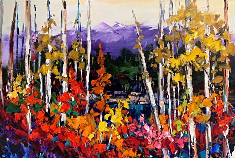 Give or Take, original landscape oil painting by Kimberly Kiel at Effusion Art Gallery in Invermere, BC.