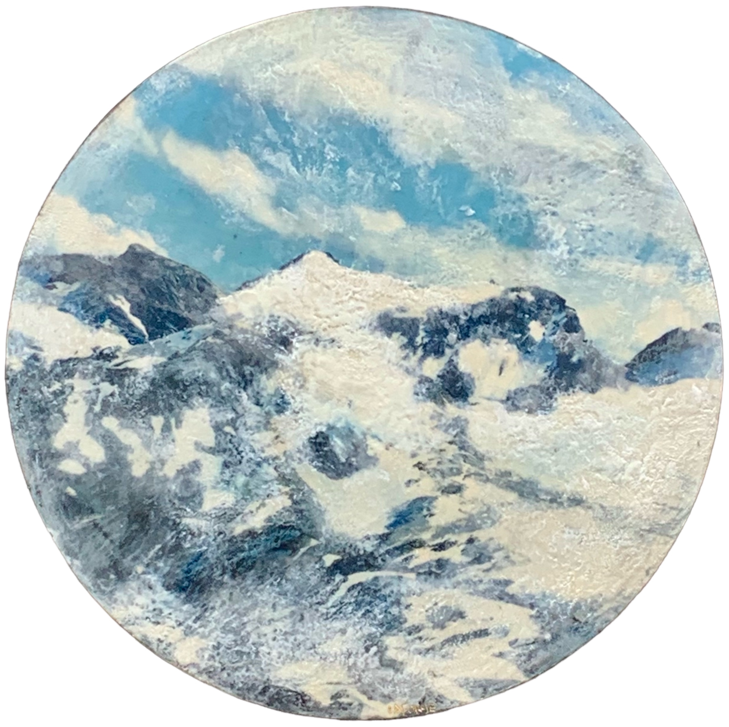 Mountain High, encaustic winter mountain landscape painting by Lee Anne LaForge at Effusion Art Gallery in Invermere, BC