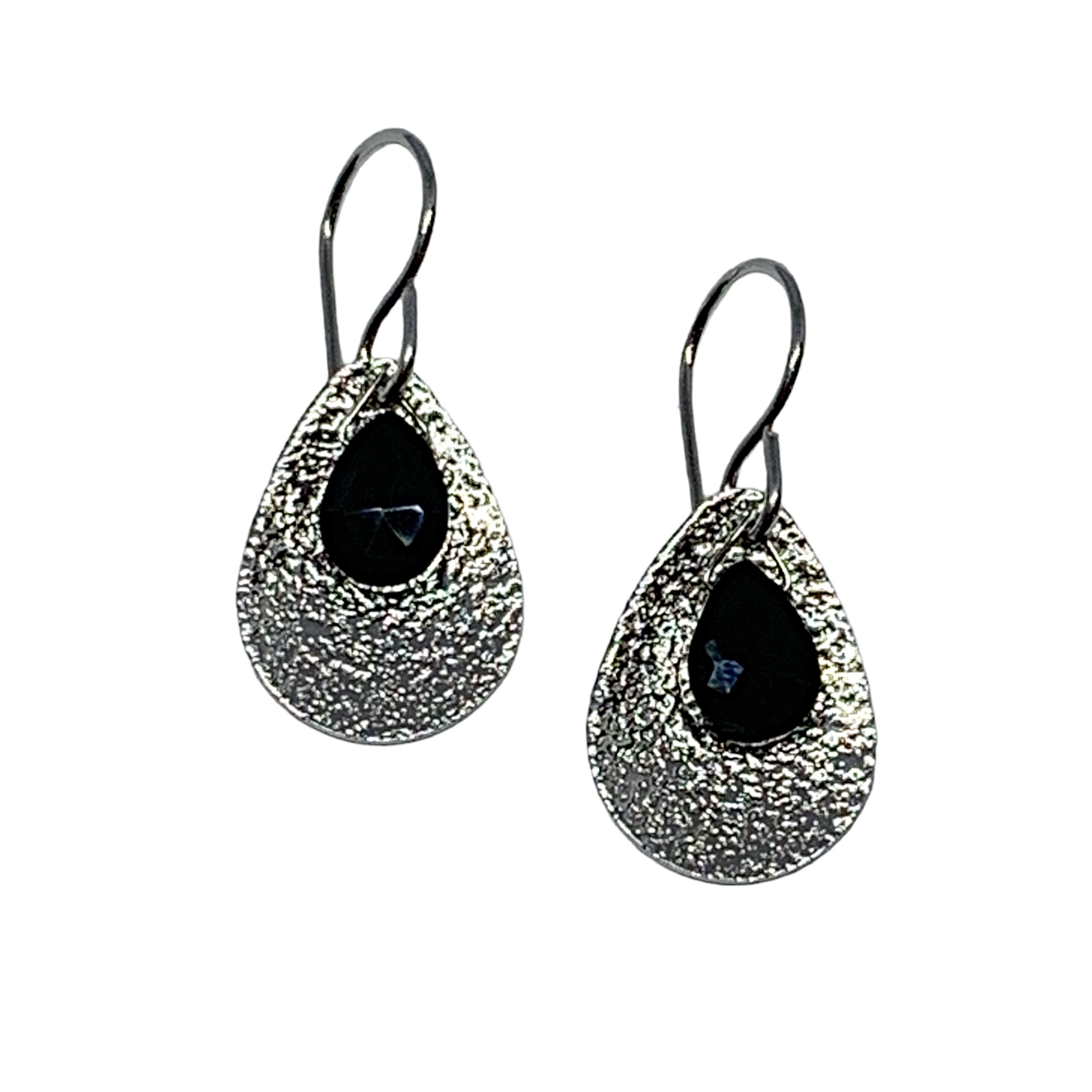 Handmade silver and spinel earrings by A&R Jewellery at Effusion Art Gallery in Invermere, BC.