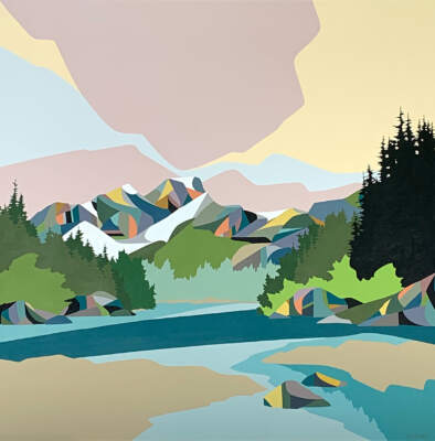 Take a Bow, original acrylic landscape painting by Canadian artist Michelle Barkway at Effusion Art Gallery in Invermere, BC.