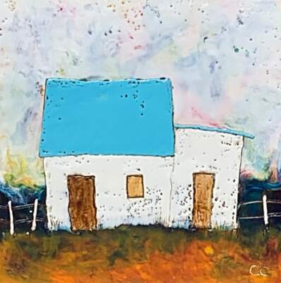 Always by My Side, original encaustic house painting by Canadian artist Catharine Clarke at Effusion Art Gallery in Invermere, BC