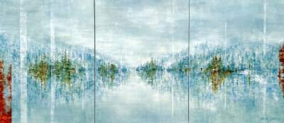 Keeping Us Close, original acrylic landscape painting by Canadian artist Gina Sarro at Effusion Art Gallery in Invermere, BC.