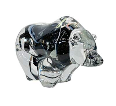 Blown glass Galaxy Bear by Canadian glass artist Hayden MacRae at Effusion Art Gallery in Invermere, BC.