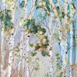 Where Light Dances II, original alcohol ink tree painting by Canadian artist Paulina Tokarski at Effusion Art Gallery in Invermere, BC.