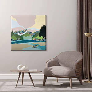 Take a Bow, original acrylic landscape painting of the Bow River by Canadian artist Michelle Barkway at Effusion Art Gallery in Invermere, BC.