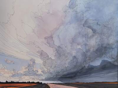 You Get What You Give, Original acrylic prairie landscape painting by Canadian artist Michaela Hoppe at Effusion Art Gallery in Invermere, BC.