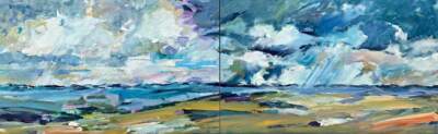 Dreamt Skyline, original acrylic prairie landscape painting by Canadian artist Verne Busby at Effusion Art Gallery in Invermere, BC.