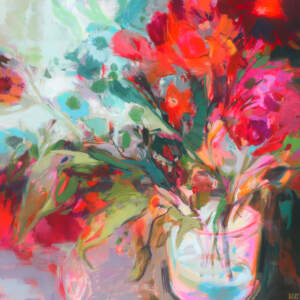 More than You Know, original acrylic abstract floral painting by Canadian artist Becky Holuk at Effusion Art Gallery in Invermere, BC.