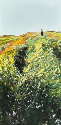 For Once in My Life, original acrylic and marker figurative painting by Canadian artist Michaela Hoppe at Effusion Art Gallery in Invermere, BC.