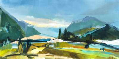 So There, original acrylic landscape painting by Canadian artist Katie Lois at Effusion Art Gallery in Invermere, BC.
