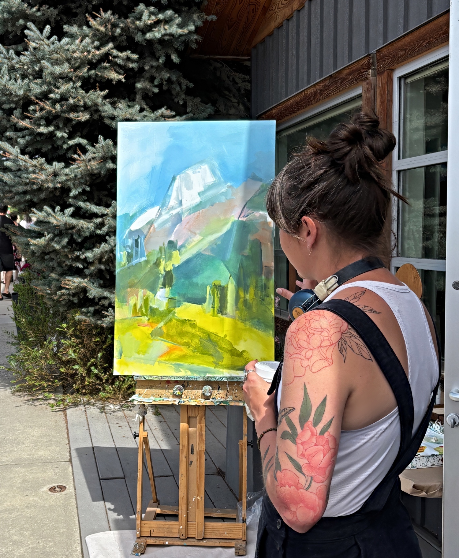 The Approach, original acrylic local mountain landscape painting of Mount Nelson by Canadian artist Katie Lois at Effusion Art Gallery in Invermere, BC.