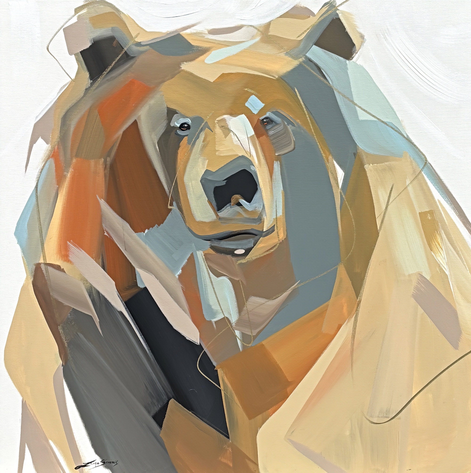 Sun Bleached,  original acrylic bear painting by Canadian artist Laura Stevens at Effusion Art Gallery in Invermere, BC.