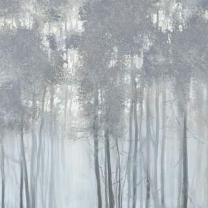 Led Away, original acrylic misty tree landscape by Canadian artist Jane Bronsch at Effusion Art Gallery in Invermere, BC.