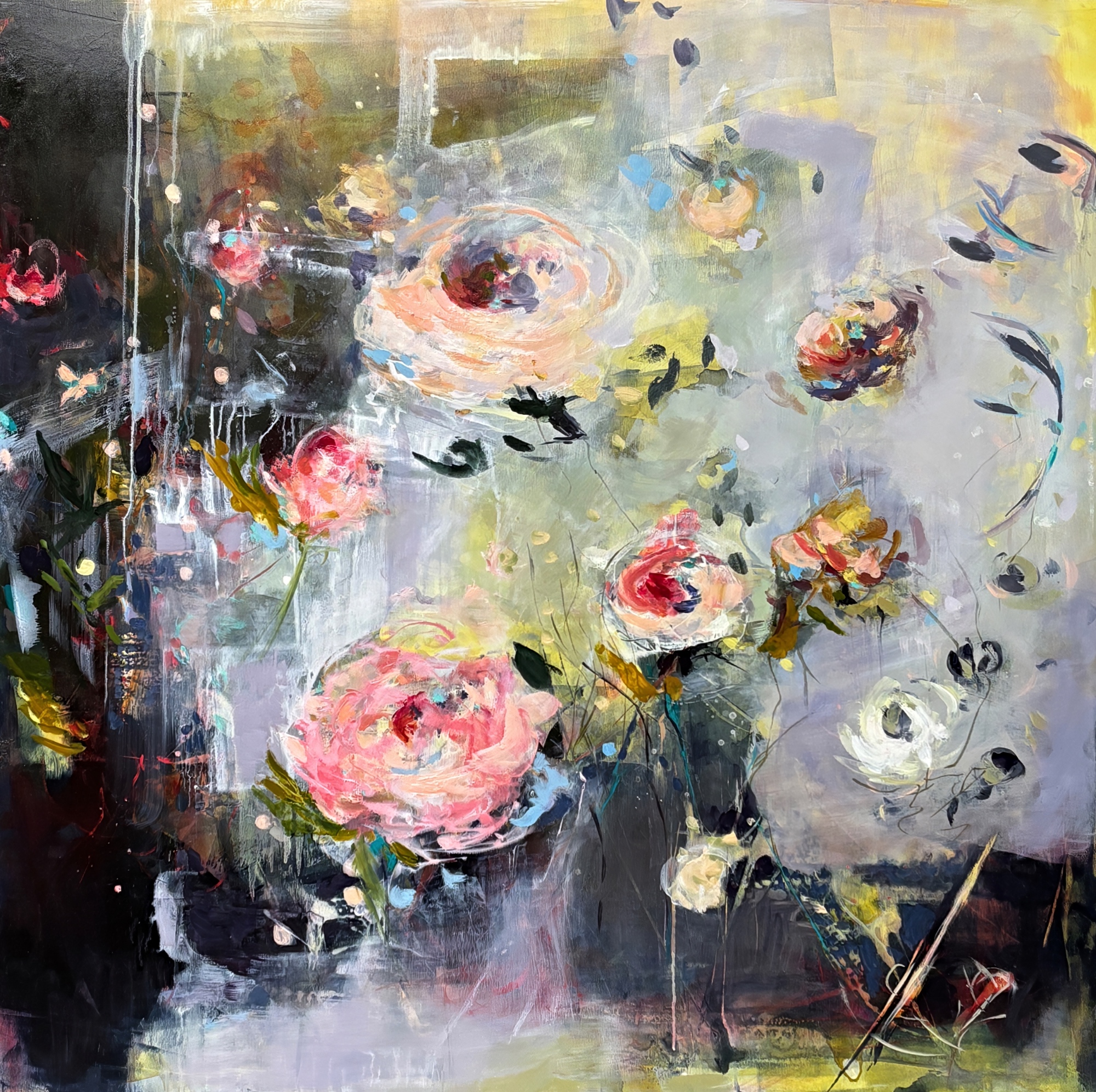 Leave in Silence, original oil floral painting by Canadian artist Denna Erickson at Effusion Art Gallery in Invermere, BC.