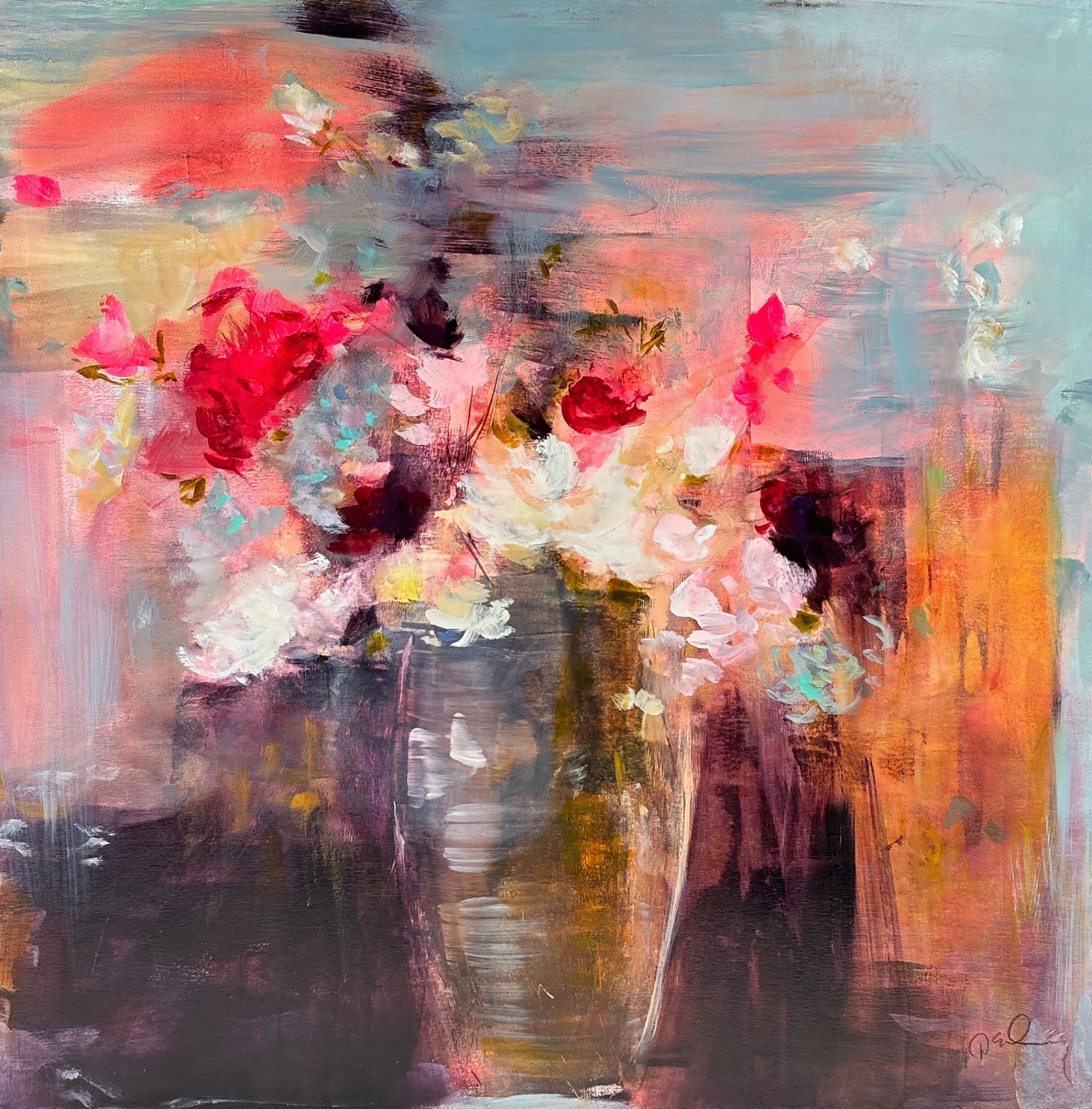 Sunshine on Me, original oil floral painting by Canadian artist Denna Erickson at Effusion Art Gallery in Invermere, BC.
