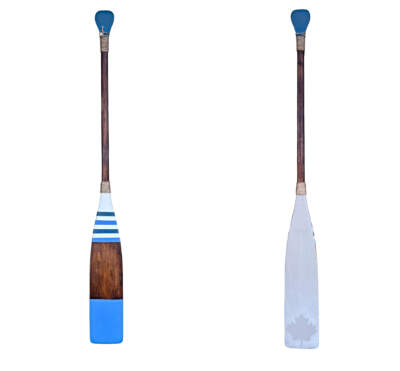 Canada True Paddle 5, one-of-a-kind hand-painted wooden paddle with the Canadian maple leaf by artist Kara Masters at Effusion Art Gallery in Invermere, BC.