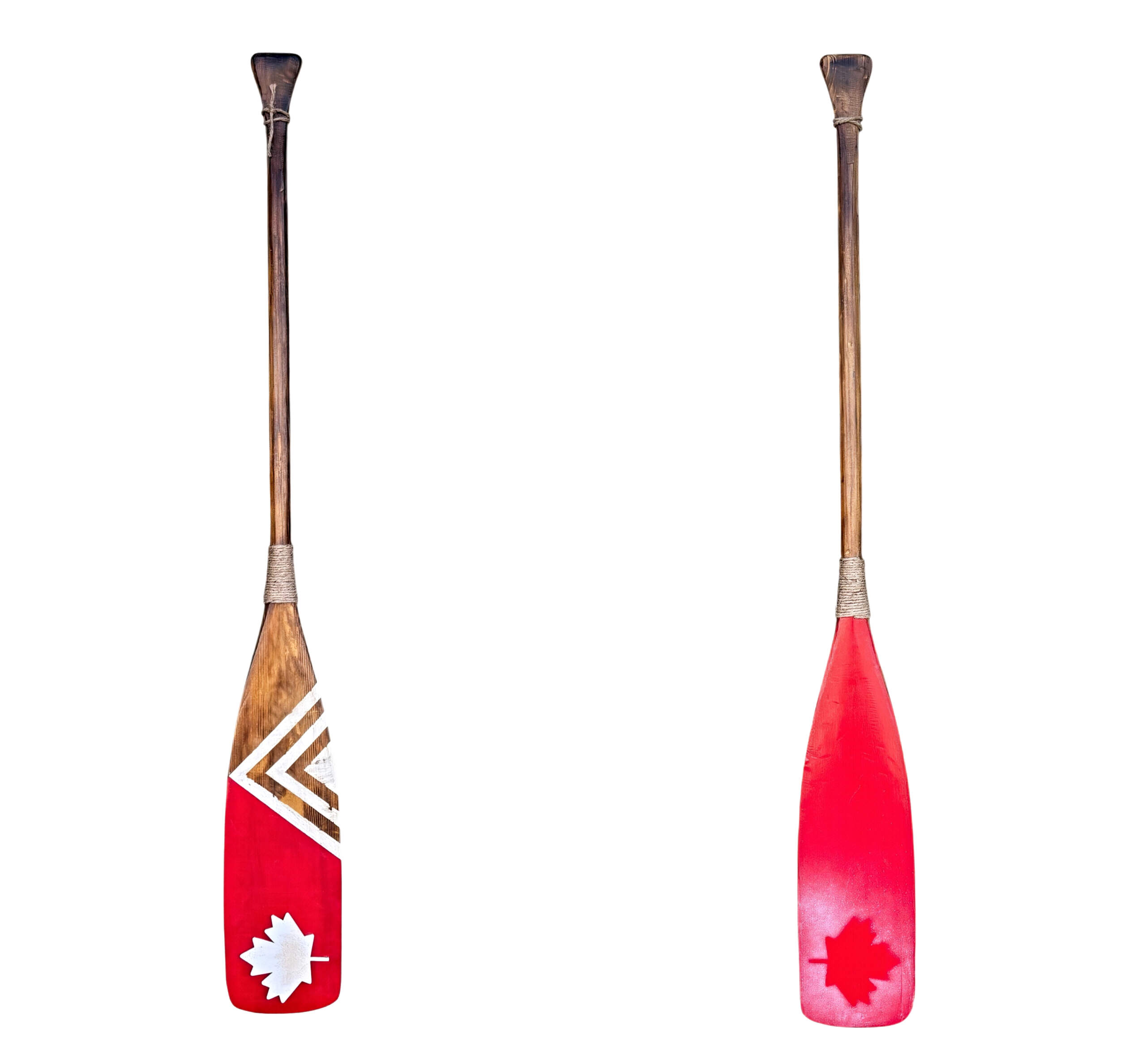Canada True Paddle 7, one-of-a-kind hand-painted wooden paddle with the Canadian maple leaf by artist Kara Masters at Effusion Art Gallery in Invermere, BC.