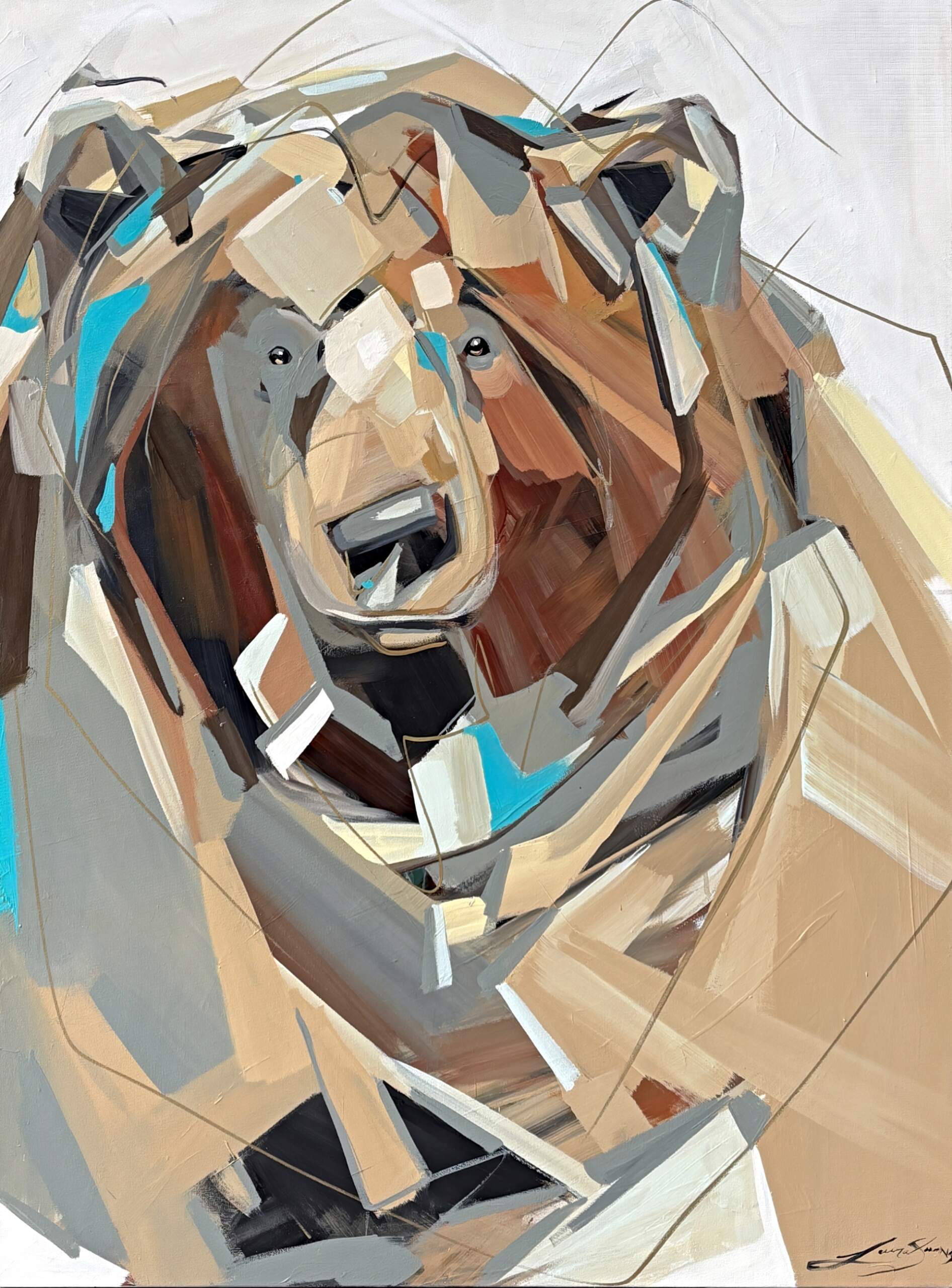 Clear-Eyed, original acrylic bear painting by Canadian artist Laura Stevens at Effusion Art Gallery in Invermere, BC.