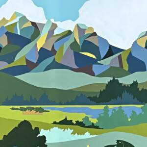 Columbia Valley Vista, original acrylic local landscape painting by Canadian artist Michelle Barkway at Effusion Art Gallery in Invermere, BC.