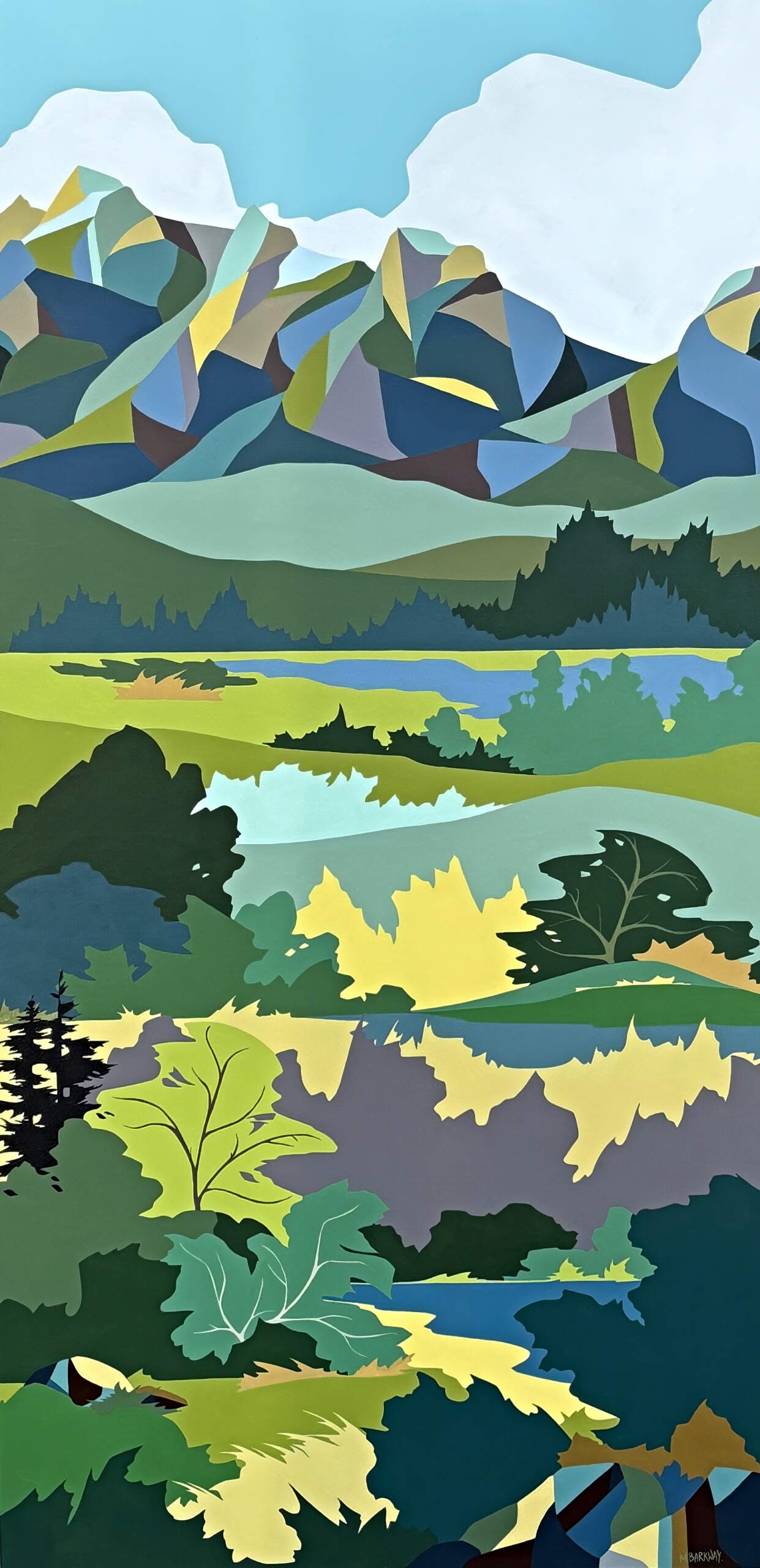 Columbia Valley Vista, original acrylic local landscape painting by Canadian artist Michelle Barkway at Effusion Art Gallery in Invermere, BC.