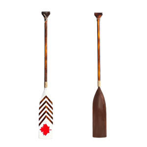 Canada True Paddle 8, one-of-a-kind hand-painted canoe paddle with maple leaf by Canadian artist Kara Masters at Effusion Art Gallery in Invermere, BC.