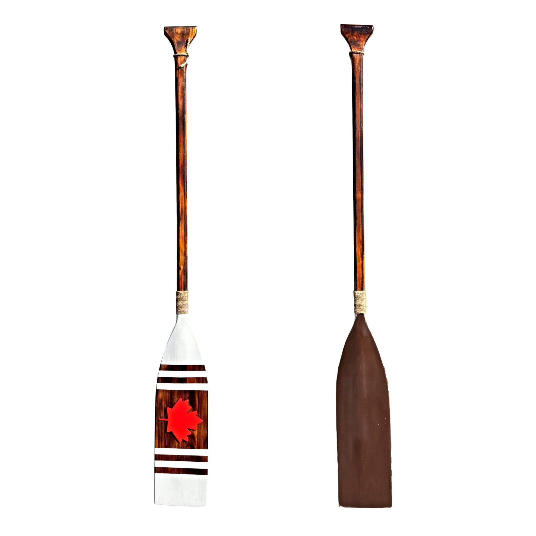 Canada True Paddle 9, one-of-a-kind hand-painted canoe paddle with maple leaf by Canadian artist Kara Masters at Effusion Art Gallery in Invermere, BC.