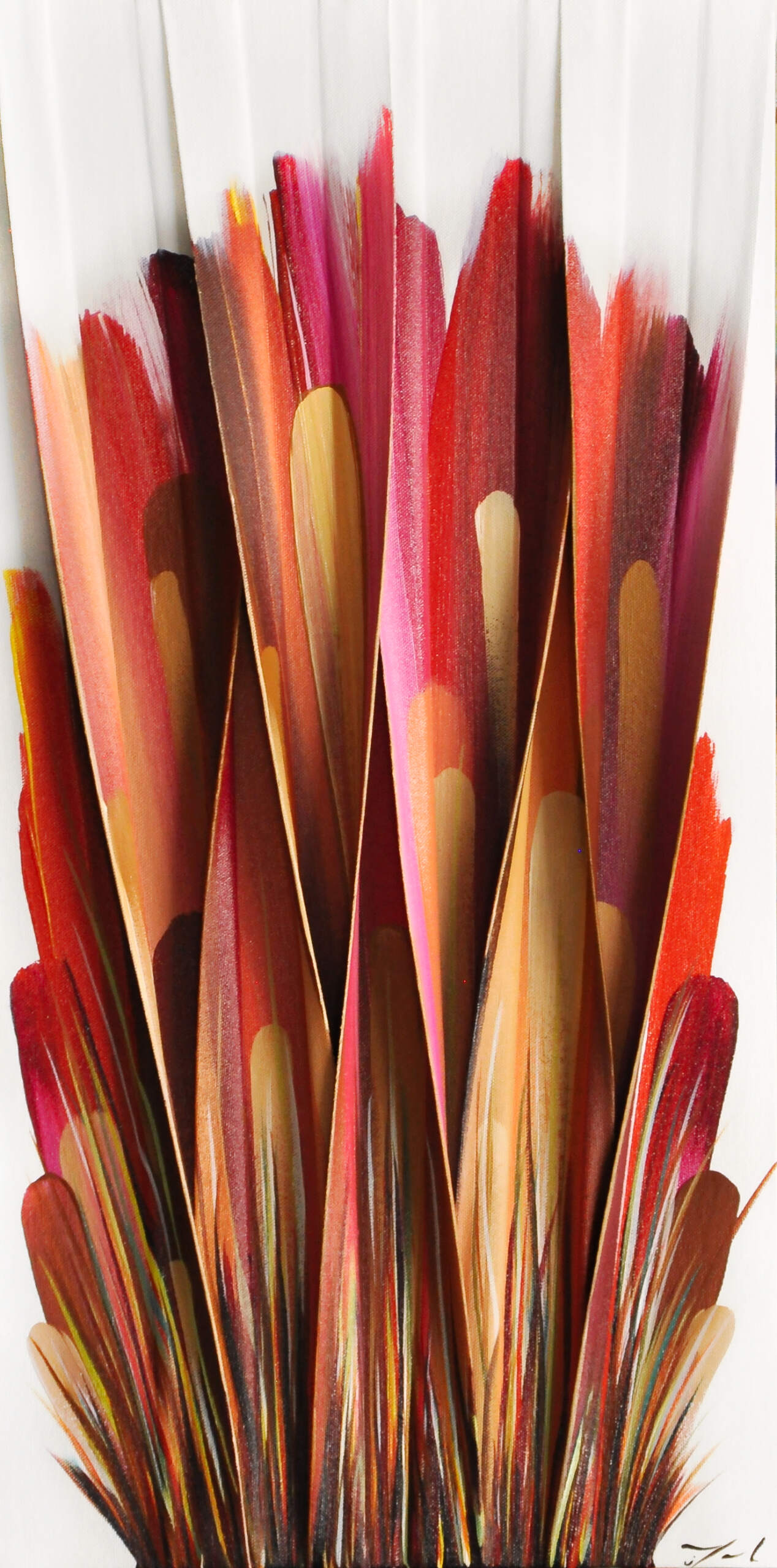 Flamme amoureuse, original 3-D mixed media abstract painting by Canadian artist Melanie Giguere at Effusion Art Gallery in Invermere, BC.